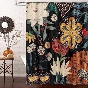 Tropical Leaf Shower Curtain Boho Floral Fabric